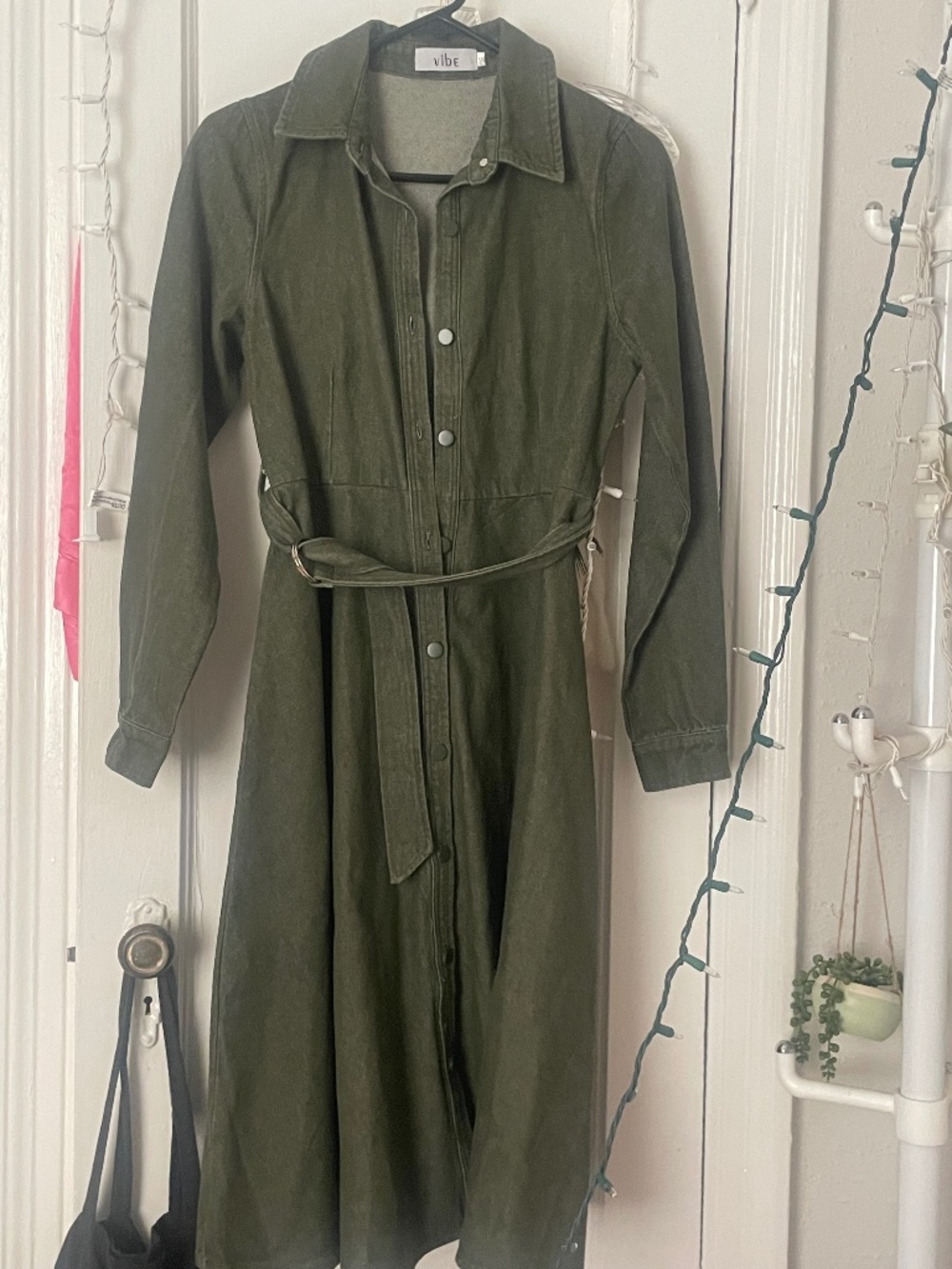 Khaki denim dress